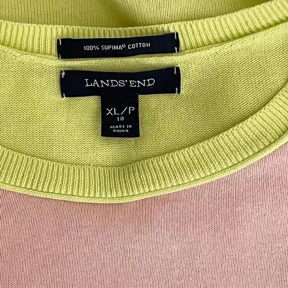 Lands End | Sweater 100% Supima Cotton Side Slits Colorblock - Picture 6 of 7